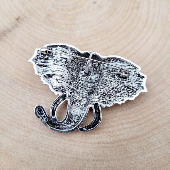 Brand New 2 In 1 Grey Silver Elephant Rhinestone Brooch Pin & Pendant - Picture 3 of 10